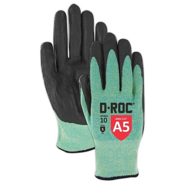 Coated Gloves, A5 Cut Level, Teal, 5, Magid, Mfr#: GPD844-5